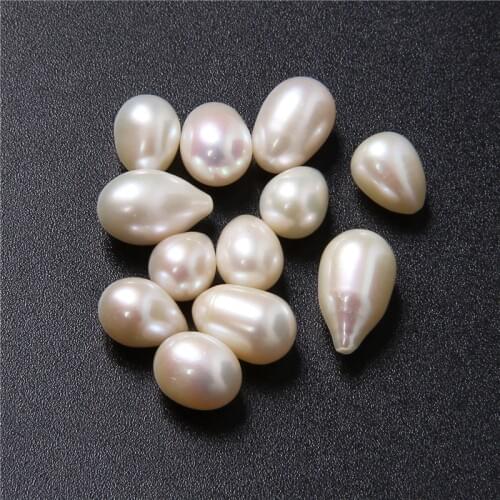 8*9mm White Oval Natural Pearl Beads Non-porous Pearl Waterdrop Shape Freshwater Loose Pearls Beads for Jewelry Making DIY 5PCS