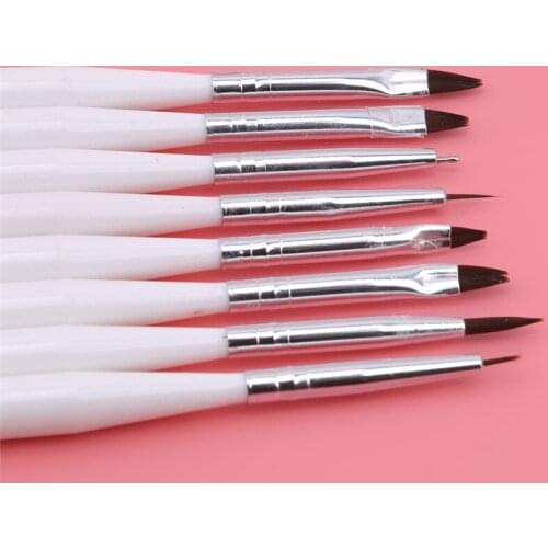 8Pcs 3D Nail Carving Pen Nail Paintbrush Art Plastic Sculpture Carving Emboss Modeling Builder Dotting Tools Beads
