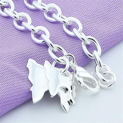 925 Sterling Silver Two Butterfly Pendant Bracelet For Woman Charm Wedding Engagement Fashion Party Jewelry Gift
