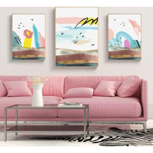 Abstract Art Colorful Mountain Landscape Wall Art Canvas Painting Nordic Posters And Prints Wall Pictures For Living Room Decor