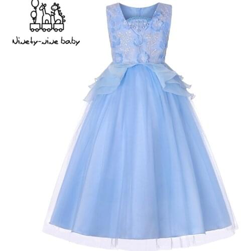 Kids Bridesmaid Girls Long Dress For Wedding Party Dresses Christmas Girl Costume Prom Designs Princess Children Fancy Costume