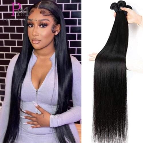 Long Straight 28 30 32 40 Inch Remy Brazilian Hair Weave Human Hair Bundle Natural Black Color Human Hair Extension Pretty Ma Ma