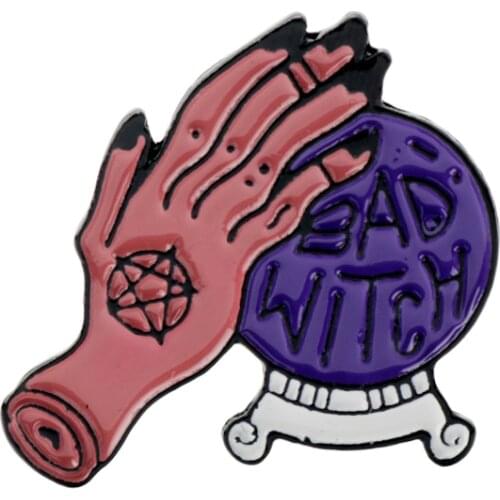 New Fashion Bad Witch Pins Crystal Ball Brooch значки Shirt Bag Lapel Badge Enamel Pin for Gift