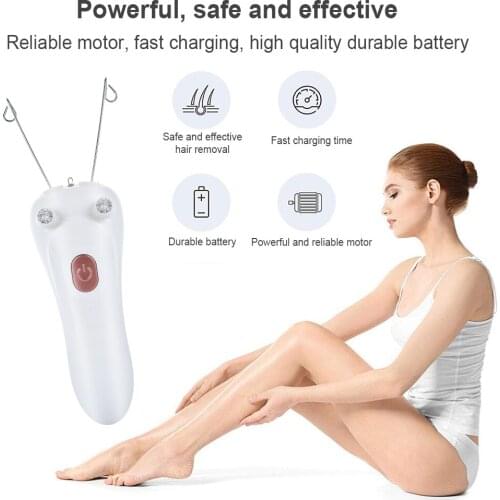 USB rechargeable Electric Epilator Body Facial Hair Removal Defeatherer Cotton Thread Depilator Leg Armpit Bikini Trimmer Women