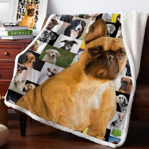 Dog Portrait Bulldog Fleece Blanket Warm Cashmere Blanket Office Sofa Supplies Blankets for Beds