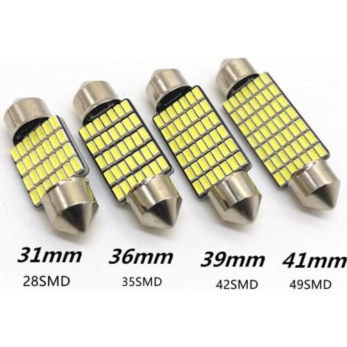 Festoon 10PCS C10W C5W LED Canbus White Free Error 31mm 36mm 39mm 42mm Car Bulb Interior Reading Light License Plate Lamp12V