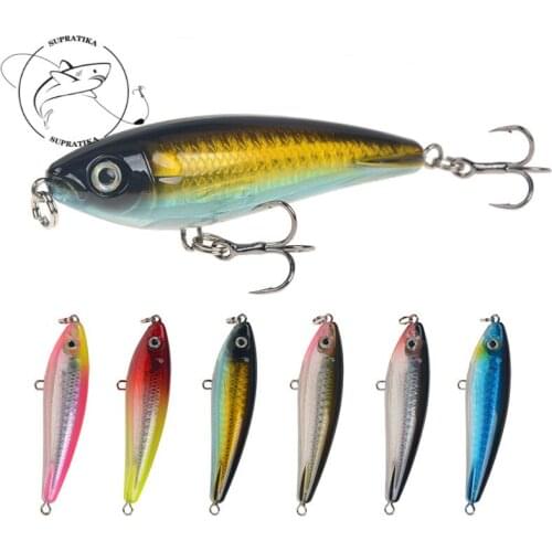 Artificial 6Colors 7.5cm/12g Fishing Lures Sinking Pencil Plastic Hard Bait Wobbler BBK Bionic Bait 3D Eyes 6# Blood Tank Hook