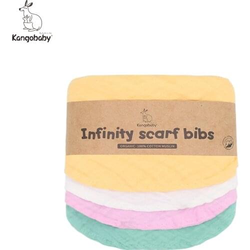 Kangobaby 100% Organic Cotton Muslin Infinity Scarf Baby Dribble Bib Sets Festival Decorations Newborn Gift