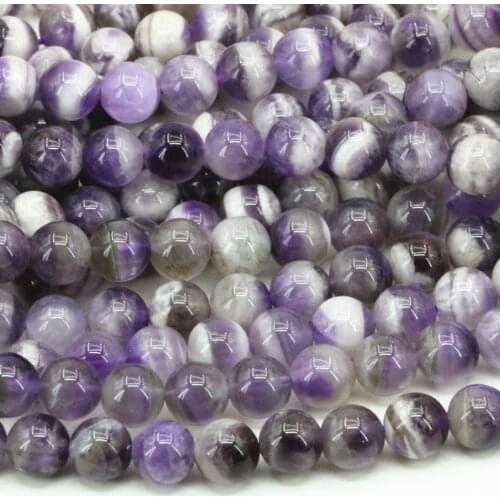 New Fashion stone 6mm 8mm 10mm Purple jades stone Round Loose Beads High Quality Elegant Womrn Jewelry Making 15inch Y0061