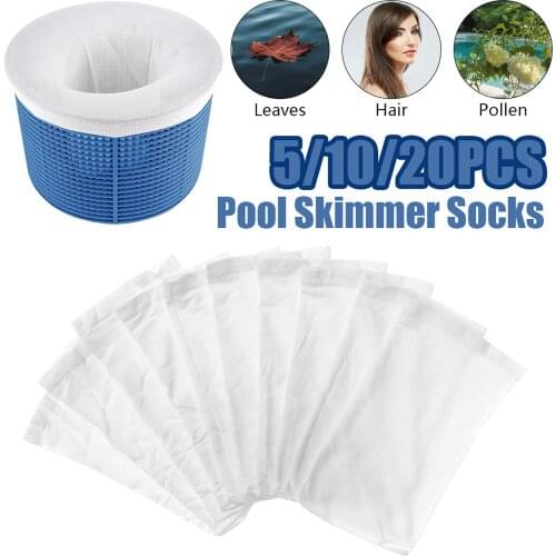 HOT! 5/10/20/30pcs/Set Filter Storage Pool Skimmer Socks Nylon Swimming Pool Filter Socks For Baskets Skimmers White Pool Supply