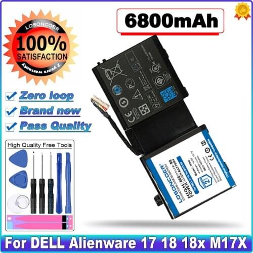 LOSONCOER 6800mAh 2F8K3 Laptop Battery For DELL Alienware 17 18 M17X R5 M18X R1 2F8K3 0KJ2PX KJ2PX G33TT