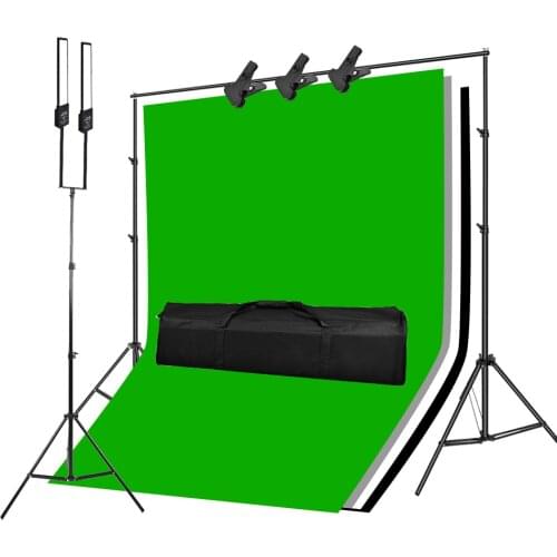 Photographic Lighting Kit Photo Studio Green Backdrop Chromakey Background LED Bulb Dimmable LED Stepless Adjustable Strip Light