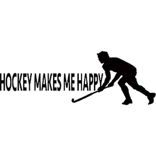 17*5.9cm Hockey makes me happy BUMPER STICKER Funny Car Window Bumper Novelty JDM Drift Vinyl Decal Sticker