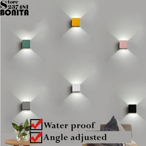 Modern Indoor Outdoor Waterproof Sconces Wall Lamps Northern Europe Macaron Colorful Square Dimming Led Wall Lights For Home