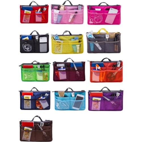 Women Nylon Travel Insert Organizer Handbag Organizer Insert Bag Purse Large liner Lady Makeup Cosmetic Bag Cheap Female Tote
