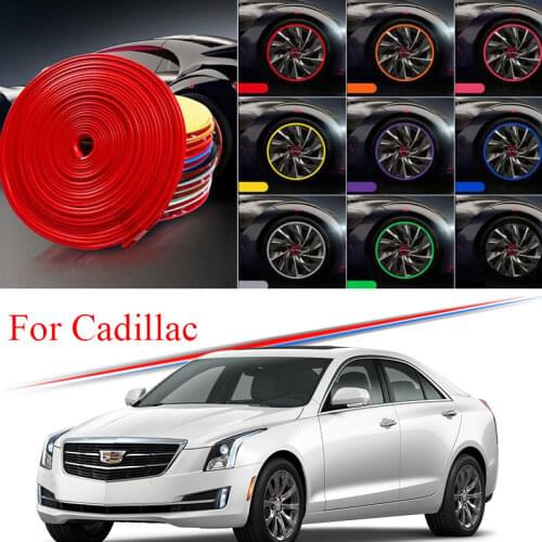 9 Colors Car Wheel Hub Rim for Cadillac CT4 CT5 CT6 CTS ATS XTS SRX XT4 Edge Protector Ring Tire Strip Guard Rubber Decals 8M