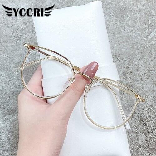 YCCRI New Fashion Round Myopia Glasses Women Men Vintage Metal Nearsighted Glasses Optical Prescription Diopter -1.0 To -6.0