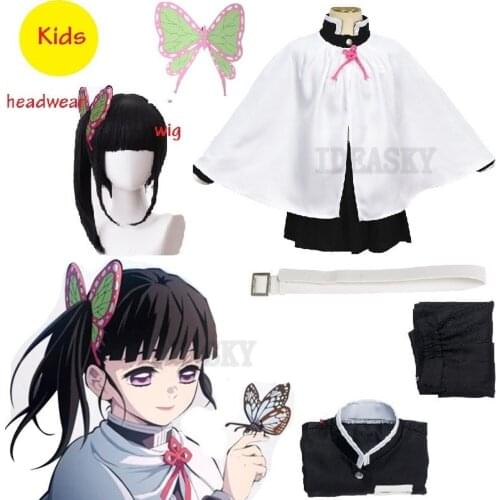 Anime Demon Slayer Kimetsu no Yaiba Tsuyuri Kanawo Battle Suit Team Uniform Cosplay Costume Halloween Cos Wigs Props