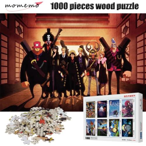 MOMEMO ONE PIECE Adult Wooden Puzzle 1000 Pieces Cartoon Anime Puzzles Entertainment Toys Assembling 1000 Pieces Puzzle Game