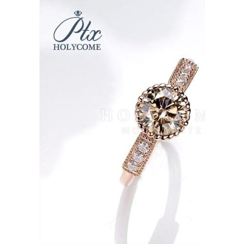 Customized 14k rose gold round heart&arrow cut moissanite engagement wedding ring for women Серьги кольцо браслет кольца