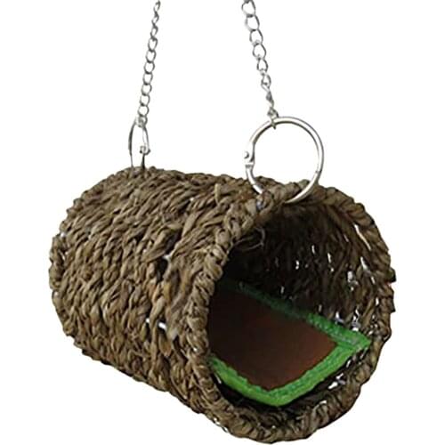 Hanging Parrot Nest Cool Mat Kit Braided Fake Tree Trunk Cave Bed Hanging Birdcage Hammock for Bird Hamster Squirrel