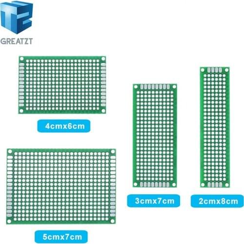 Dropshipping 20pcs 5x7 4x6 3x7 2x8cm double Side Copper prototype pcb Universal Board Fiberglass board for Arduino