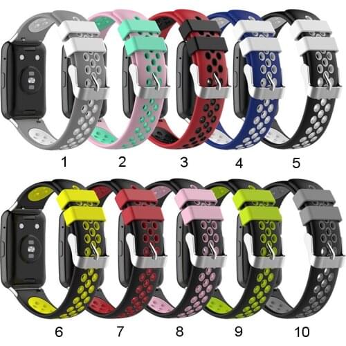 50pc Sport Silicone Band For Huawei Watch Fit Strap Breathable Bracelet Two Color Replacement Wristband Woman Man For Huawei Fit
