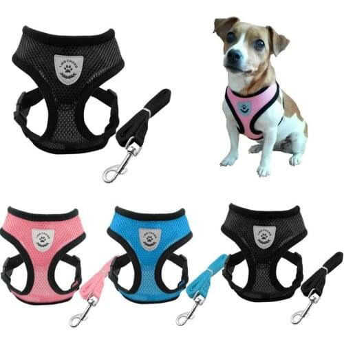 S~L Dog Harness Leash Set for Pet Chest Strap Lead Rope Puppy Dogs Mesh Vest Harnesses Walk The Dog Harness Dog Supplies