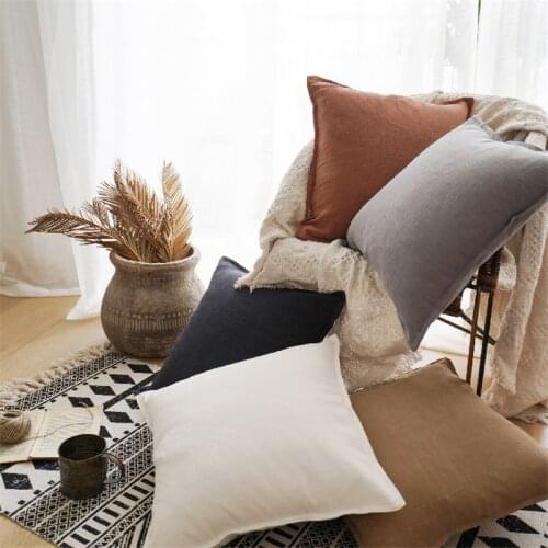 Nordic Simple Sofa Cushion Cover Linen Cotton Brown Grey Pillowcase Decorative Pillows Living Room Bed Office Throw Pillow Cover