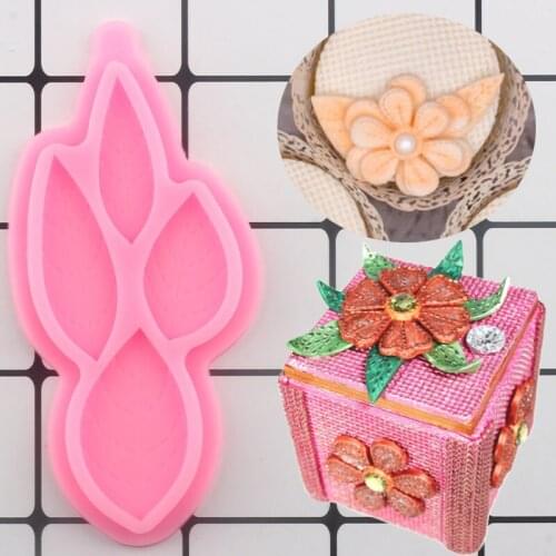 Stitched Leaves Silicone Molds Flower Cupcake Topper Fondant Cake Decorating Tools Candy Polymer Clay Chocolate Gumpaste Moulds