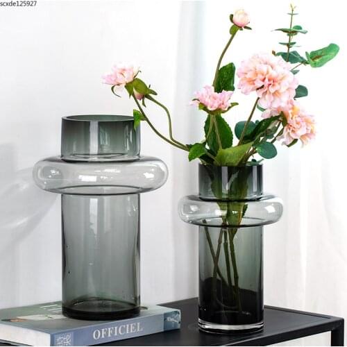 Abstract Art Glass Vase Transparent Glass Hydroponic Flower Plant Living Room Dining Table Dried Flower Ornaments Vase Home Deco