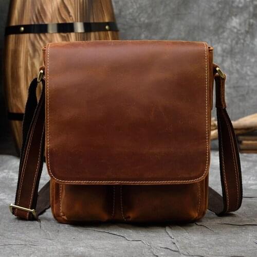 Men Sling Bag Cow Skin Genuine Leather Crossbody Men Messenger Bag Male Vintage Fashion Mens Shoulder Bag Genuine Leather