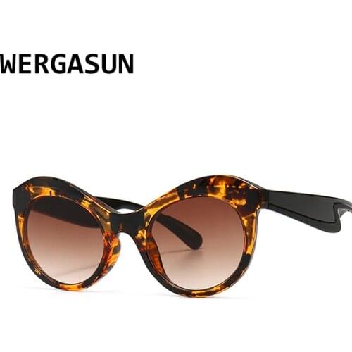 WERGASUN Cat Eye Vintage Sunglasses Women Fashion Leopard Sun Glasses Sexy Ladies Eyewears UV400 Goggles Oval Glasses