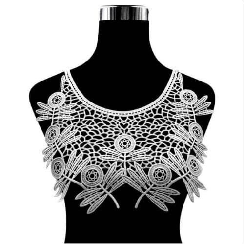 1Piece Embroidery Black White Venise Lace Neck Collar Trim Costume Sewing Patch DIY Applique