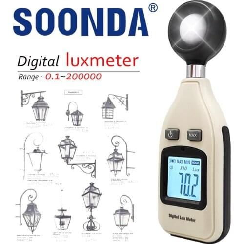 2-in-1 Digital Luxmeter 200000 Lux/FC Meter Light Meter For Luminometer Photometer Photography Spectrometer Illuminometer 0.1Lux