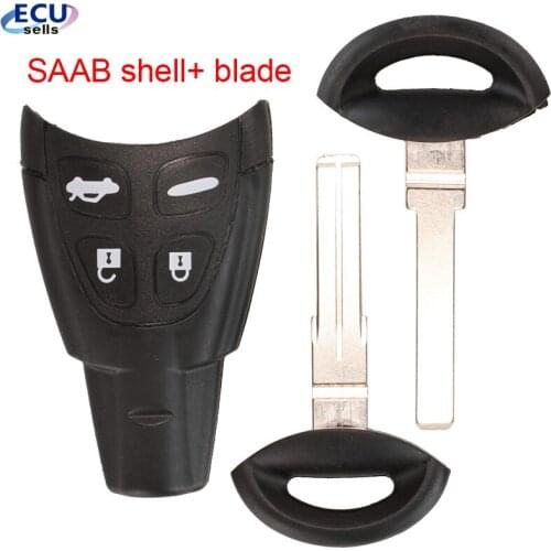 4 Button Remote Car Key Shell For Saab 9-3 93 2003-2007 Uncut Blade Smart Card Replacement Keyless Fob Case