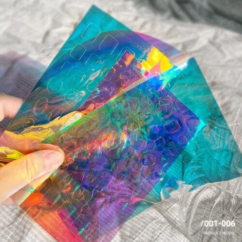 1/6Pcs Ice Cube Aurora Nail Kit DECALS STICKER Ice /Transparent Mirror Film Broken Glass Nail Aurora Film,NON-ADHESIVE