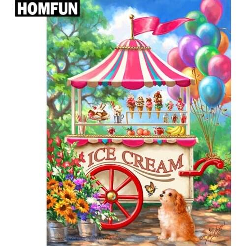 HOMFUN Full Square/Round Drill 5D DIY Diamond Painting "ICE CREAM" Embroidery Cross Stitch 5D Home Decor Gift A06386