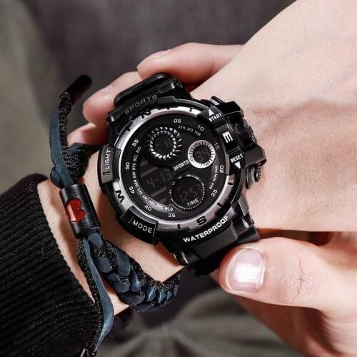 Men Luminous Sports Watch with LED Dispaly Multi-Function Waterproof Adjustable Strap Snap Button Durable for Daily Life d88