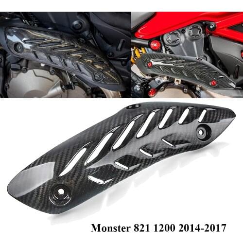For Ducati Monster 821 1200 2014 2015 2016 2017 Motocycle Carbon Fiber Pipe Exhaust Heat Shield Cover Guard Muffler Protector