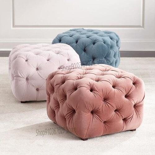 Living Room Cloakroom Creative Net Red Sofa Stool Light Luxury Simple Nordic Stool Household Changing Stool Round Foot Pedal