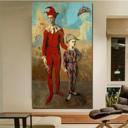 Pablo Picasso Acrobat And Young Harlequin Canvas Painting Living Room Home Decor Modern Wall Art Oil Painting Posters Picture