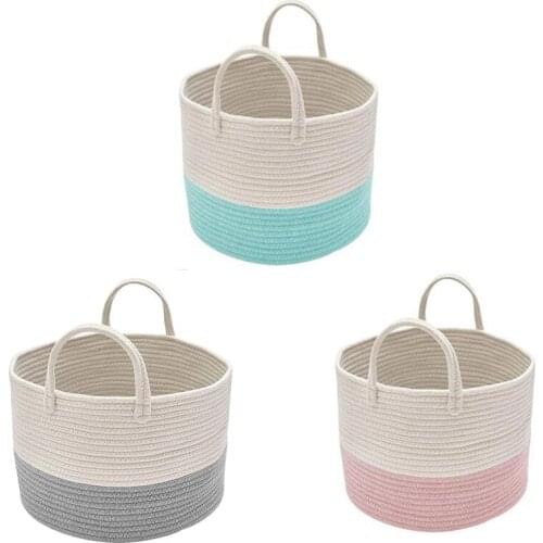 Storage Baskets Cotton Rope Basket Woven Baby Laundry Basket Sofa Throws Pillows Towels Toys or Nursery Cotton Rope Organizer La