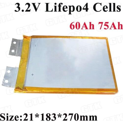 8pcs Lifepo4 3.2V 60Ah 75Ah lithium battery 3C-5C rate for diy 12v 24v motocycle eike motorhome rubber dinghy