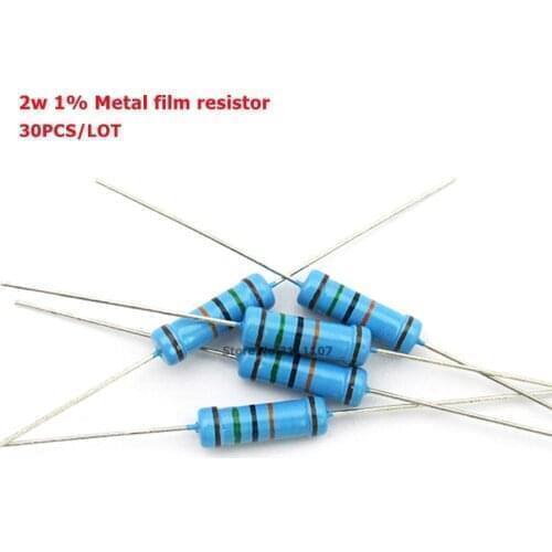 30PCS/LOT 2W Metal Film Resistor 1% error 2w 3.3KR 3K3 ohm 3.3K ohm DIP Color Ring Resistance