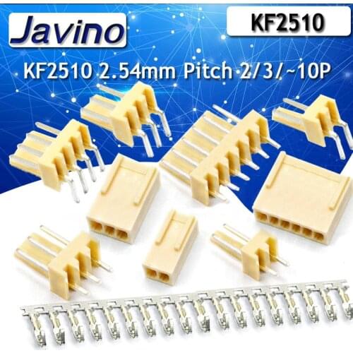 10Set KF2510 Connector Kits 2.54mm Pitch 2/3/4/5/6/7/8/9/10/ Straigh Pin Header+Housing+Crimp Curved needle
