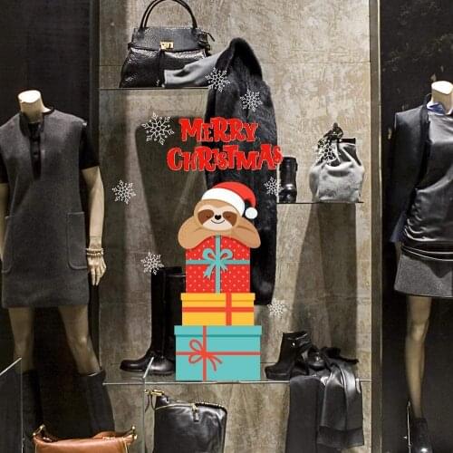 CRNT0065 window sticker Christmas 100% decoration for window shopping stores, without glue, repositionable and reusable at will