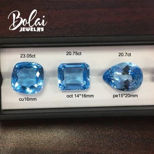 Natural Brazil sky blue topaz free size 20ct up real gemstone for diy gold and silver jewelry