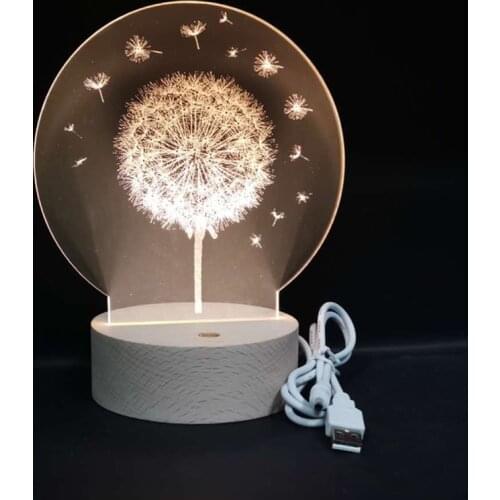 Cute Night Light 3D Picture Lamp Dandelion Nightlight Touch Switch Bluetooth Speaker 16 Color Control Room Decor Gift for Girls