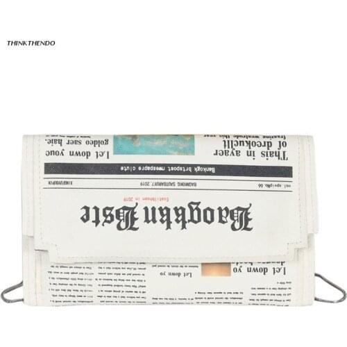 Lastest Retro Letters Prints Newspaper Bag Casual Shoulder Bags Womens Satchel Handbags Shopping Outdoor Cosmetic Bag